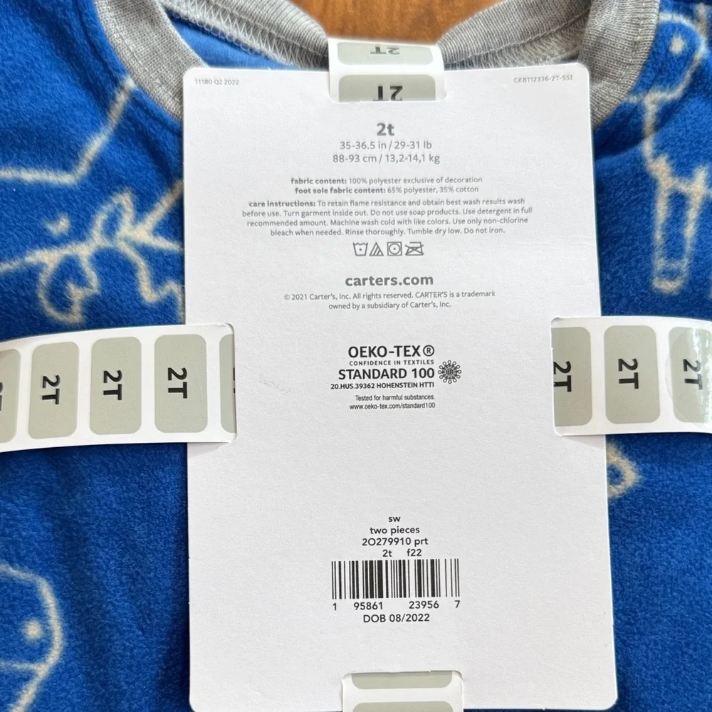 NWT Carter's Blue and White Fleece Pajama Set
